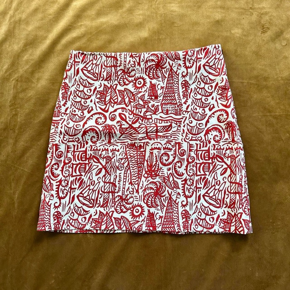 Esprit Red and White Graphic Mini Skirt